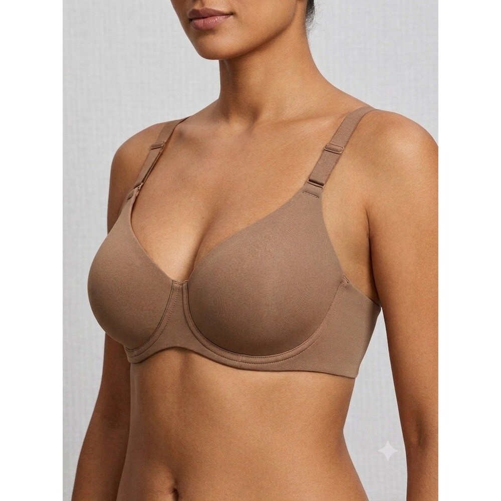 Dobreva T-Shirt Bra 38D Sandalwood Brown Underwire Lightly Padded Seamless New